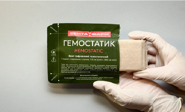 Бинт гофрований гемостатичний HEMOSTATIC (стерильна стрічка 7,5 см (cm) х 360 см (cm))